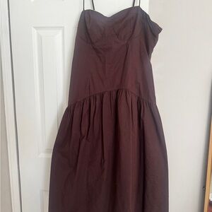Peppermayo Brown Sundress Spaghetti Strap Sweetheart Neckline